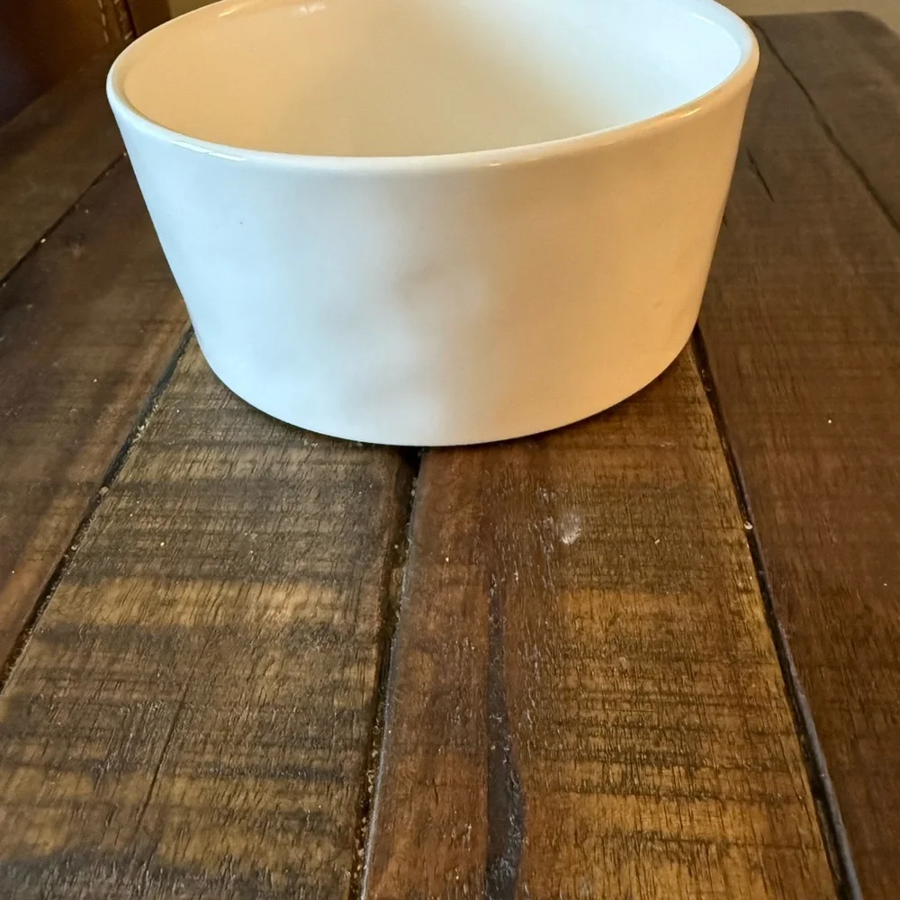 Rae Dunn White 'Woof' Dog Bowl
